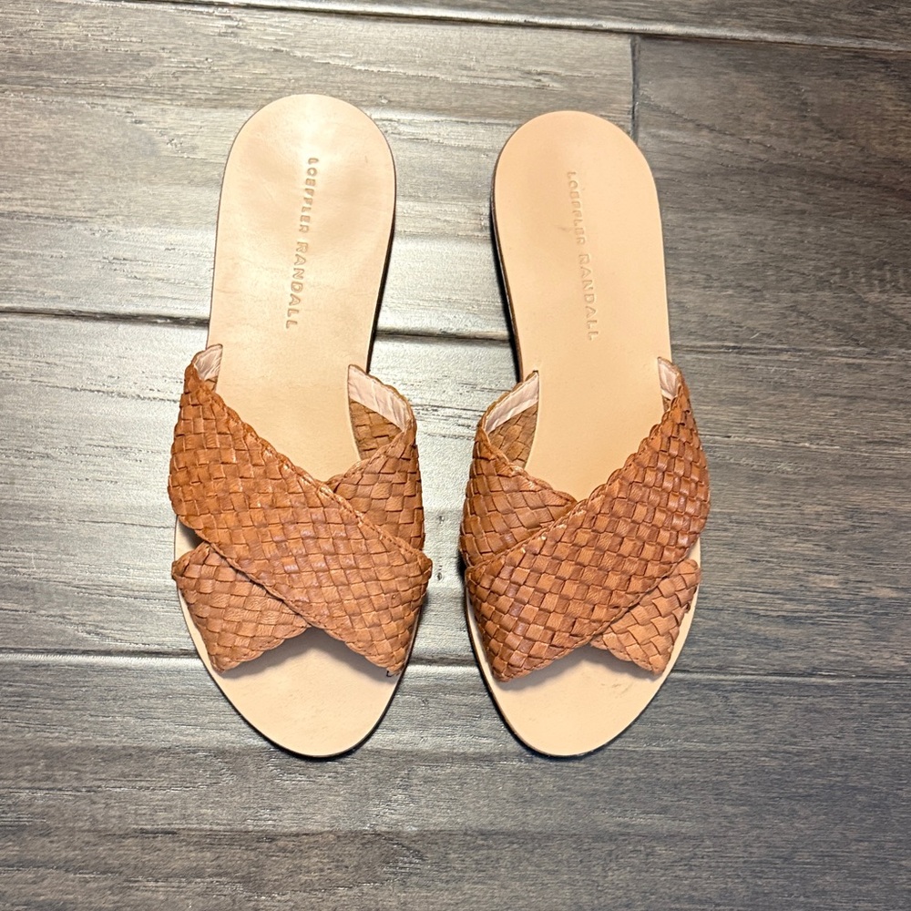 Loeffler Randall Brown Woven Slide Sandals